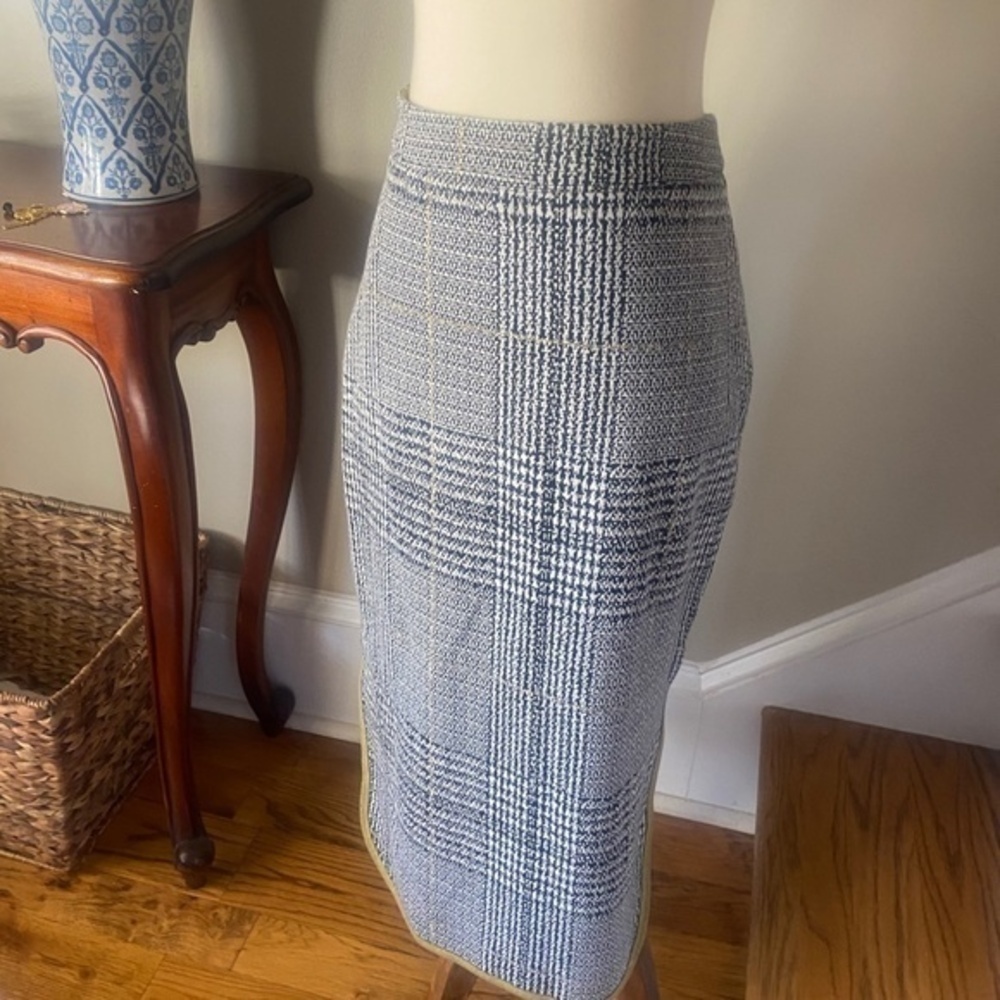 Anthropologie Plaid Knit Pencil Skirt Small